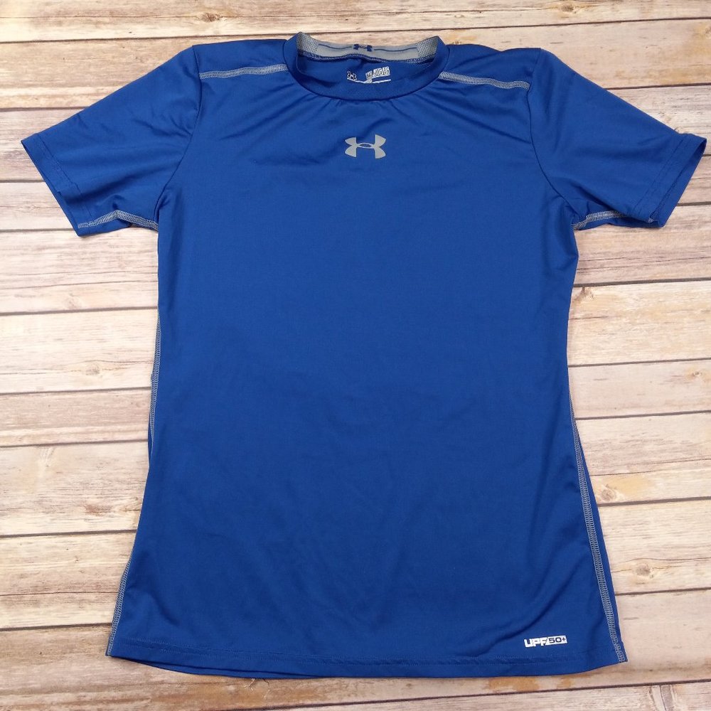 Under Armour Fitted YXL Heatgear Blue Performance T Shirt Youth XL - Picture 1 of 6